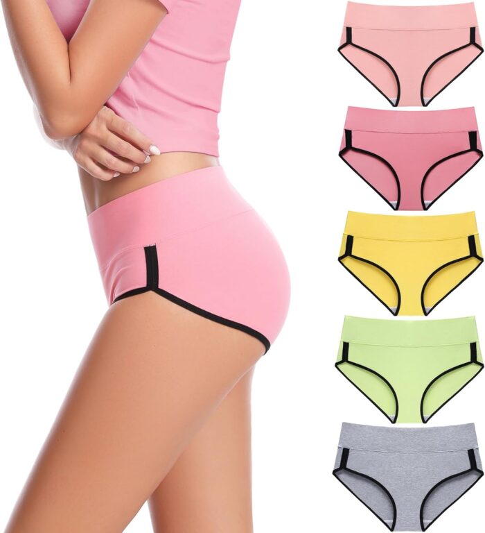 CAILECOTTON Womens Underwear Cotton Briefs for Women Plus Size Panties for Women Pack 5