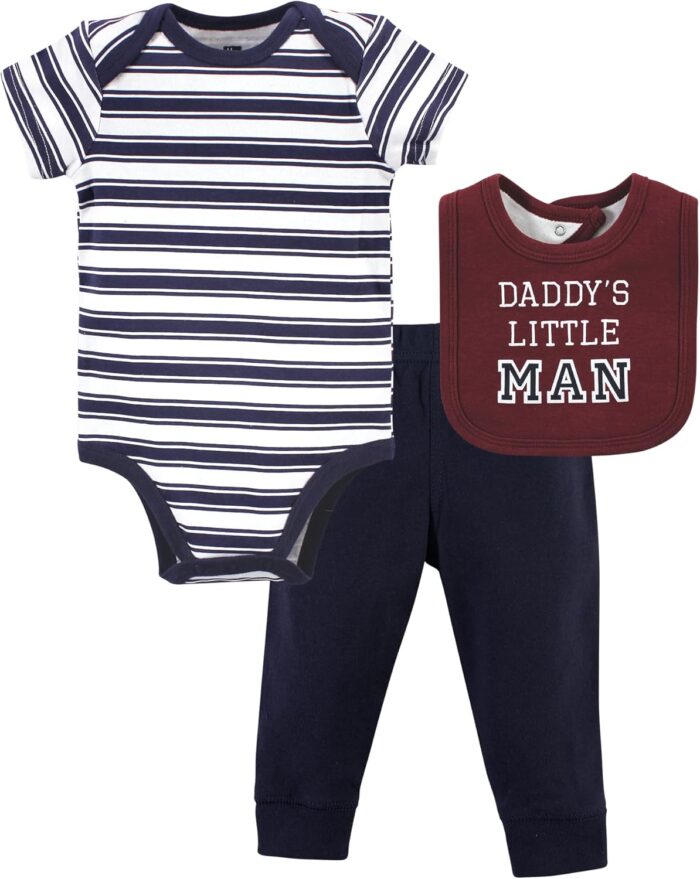 Hudson Baby Unisex Baby Cotton Bodysuit, Pant and Bib Set