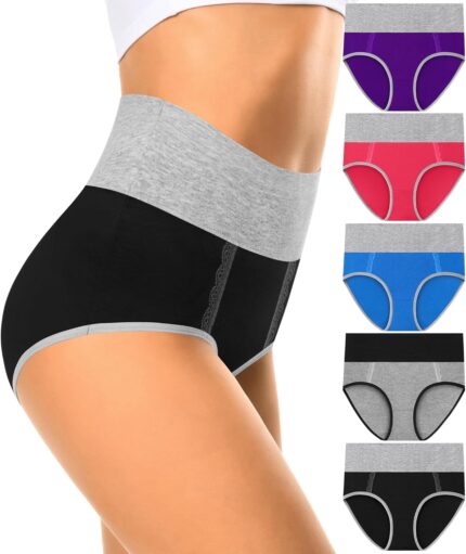 MISSWHO Cotton High Waisted Womens Underwear Soft Stretch Breathable Full Coverage Ladies Panties Multipack