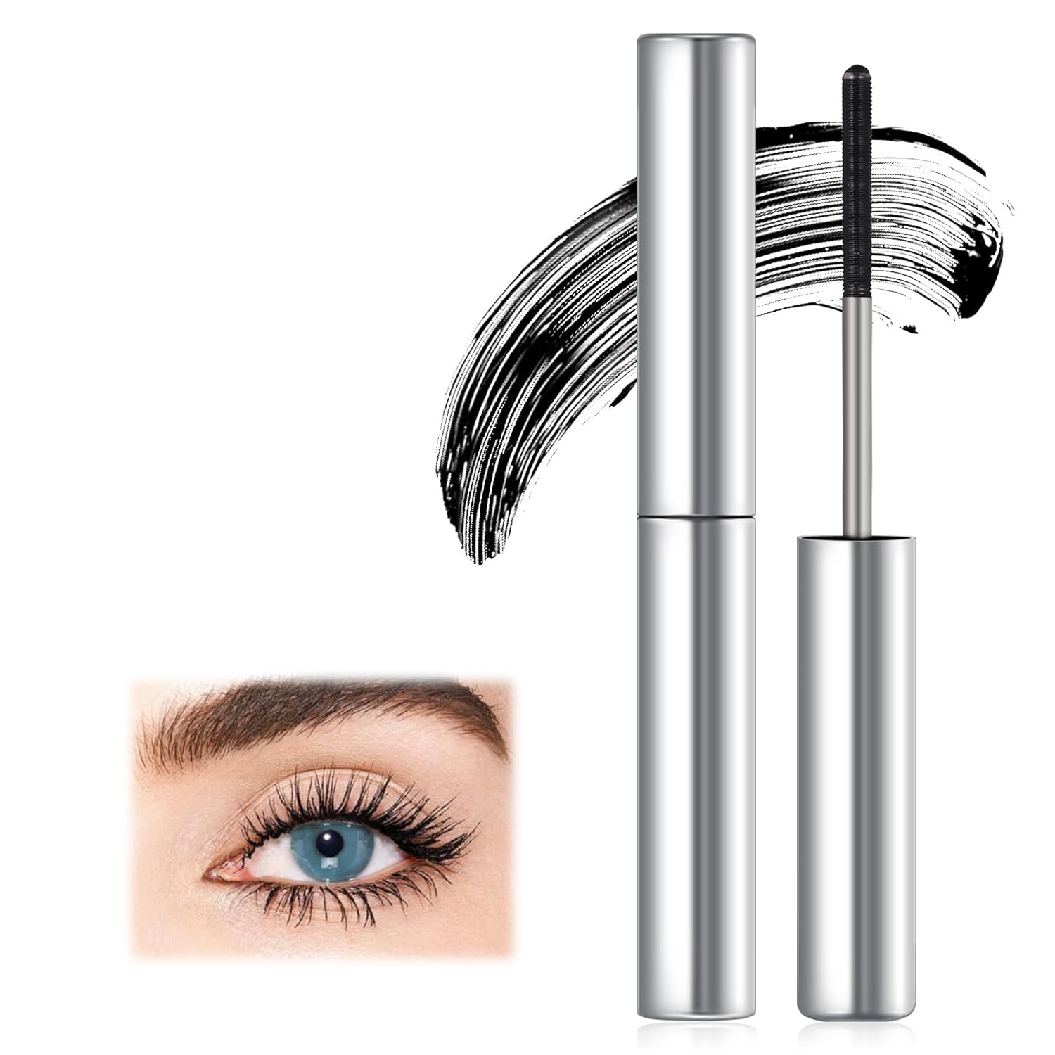 Black Curling Iron Mascara – Wand Metal Rod Mascara Lash-Lifting & Volumizing, Smudge Proof & Long Lasting Eyelash Makeup