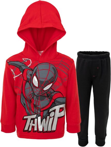 Marvel Avengers Spider-Man Fleece Pullover Hoodie and Jogger and Pants Outfit Set Toddler to Big Kid Sizes (2T – 18-20)