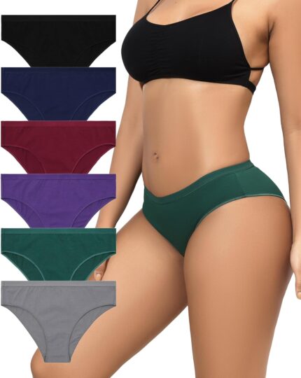 LEVAO Womens Cheeky Underwear Cotton Bikini Panties Half Back Coverage Panty Breathable High Cut Plus Size Briefs Multipack