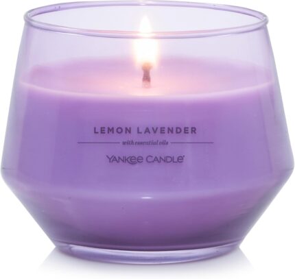 Yankee Candle Studio Scented Candle, Lemon Lavender Medium Candle, Long Burning Candles: 35-50 Hours, Stylish Glass Vessel Design with Purple Wax, Gifts for Women, Gifts for Mum, Wedding Gifts & More