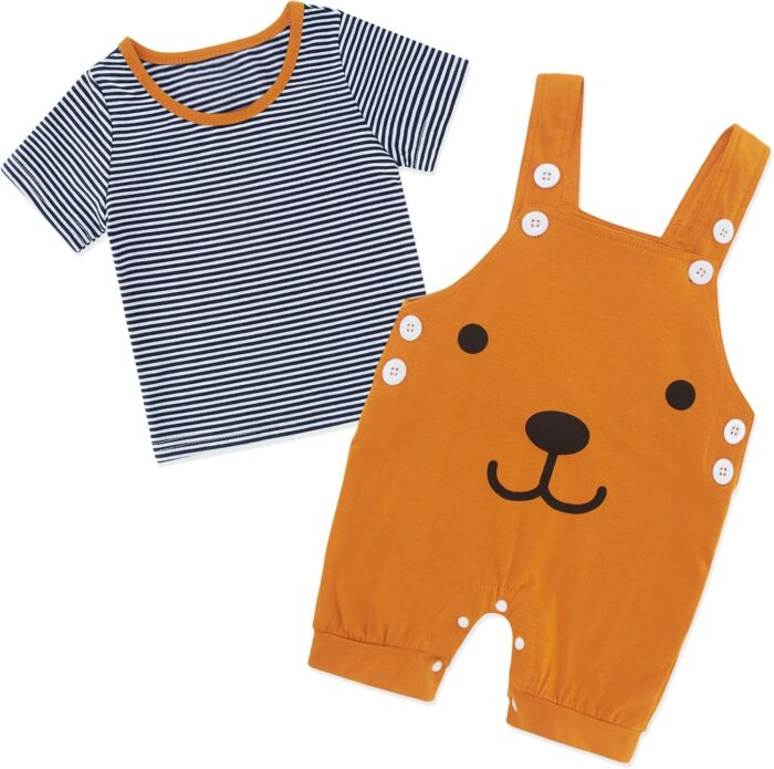 Baby Boys Clothes Set Summer Newborn Shorts Outfits 2pcs Short Sleeve T-shirt Top + Short Dungarees