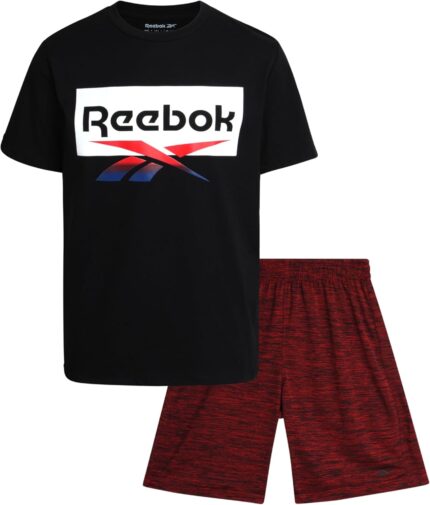 Reebok Boys’ Athletic Shorts Set – 2 Piece Performance T-Shirt and Matching Basketball Running Shorts for Boys (Sizes:8-12)