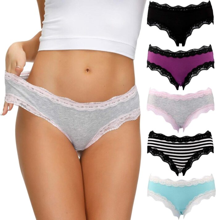 LYYTHAVON Women’s Underwear Soft Breathable Cotton Brief Ladies Panties 5-Pack