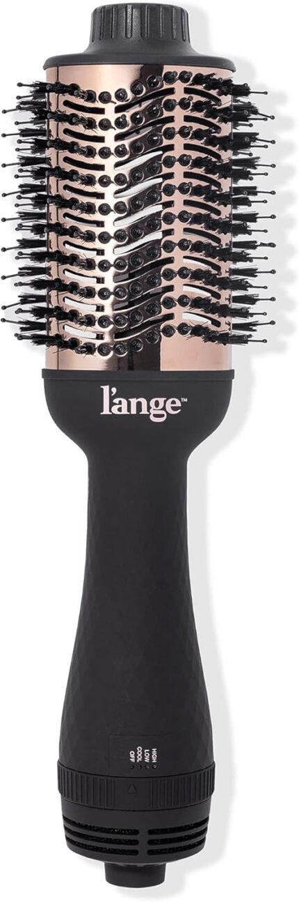 L’ANGE HAIR Le Volume 2-in-1 Titanium Blow Dryer Brush | Hot Air Brush in One with Oval Barrel | Hair Styler for Smooth, Frizz-Free Results for All Hair Types (Black – 75 mm)