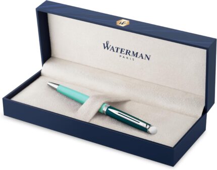 Waterman Hémisphère Ballpoint Pen | Metal & Green Lacquer with Palladium Trim | Medium Point | Medium Point Blue Ink | Gift Box