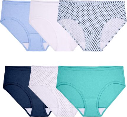 Fruit of the Loom Women’s 6 Pack Hipster Covered Waistband