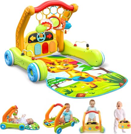 Move2Play, 4-in-1 Baby Play Mat & Activity Center Gym | Walker | Infant Toy for Tummy Time | Christmas Gift for 3, 4, 5, 6, 7, 8, 9, 10, 12 + Month Old Boys & Girls