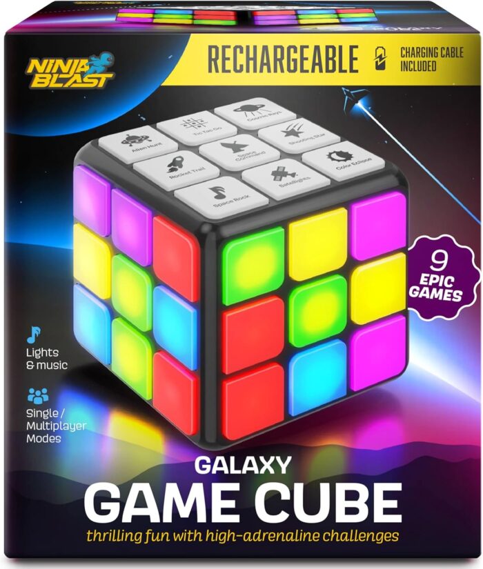 Rechargeable Game Activity Cube – 9 Fun Brain & Memory Games – Cool Toys for Boys and Girls – Birthday Gifts for Age 6, 7, 8, 9, 10, 11, 12 Year Old Kids Teens – Best Boy Toy Gift Ideas