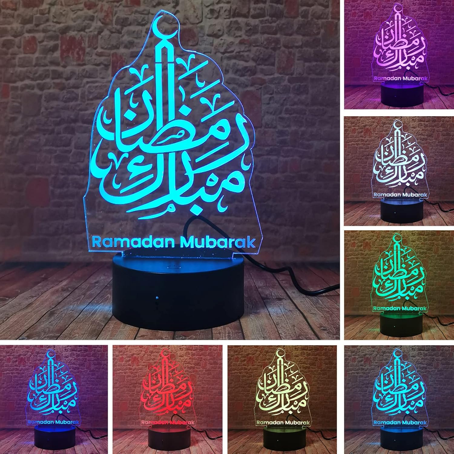 Ramadan Islam Eid Mubarak Eid al-Fitr Party Illusion Night Light with Remote Control, 16 Color Change – Professional LED Safe Lamp – Boys Child Bedroom Decor -Believers Family Friends Muslims Gift