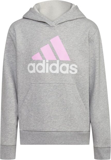 adidas Girls’ Long Sleeve Graphic Fleece Hooded Pullover