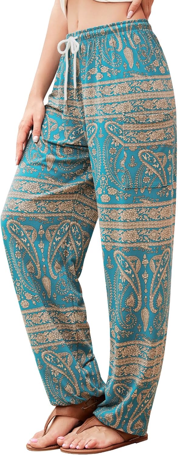 QIANXIZHAN Women’s Harem Pants, Hippie Palazzo Pants Boho Joggers Yoga Clothes with Pockets