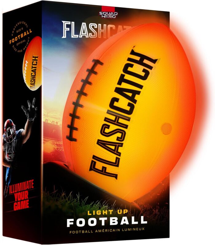 Light Up Football – Glow in the Dark Ball – NO 6 – Outdoor Sports Birthday Gifts for Boys 8-15+ Year Old – Kids Teenage Youth Easter Gift Ideas Activity – Boy Toys Stuff Ages 8 9 10 11 12 13 14 15