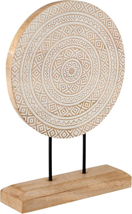 Farmhouse Table Sculpture Home Decor Statue Mandala Carved for Modern Home 10″ x 14″, Living Room, Fireplace Mantel Shelf, Table and Entryway Decor Stand (Design 1)