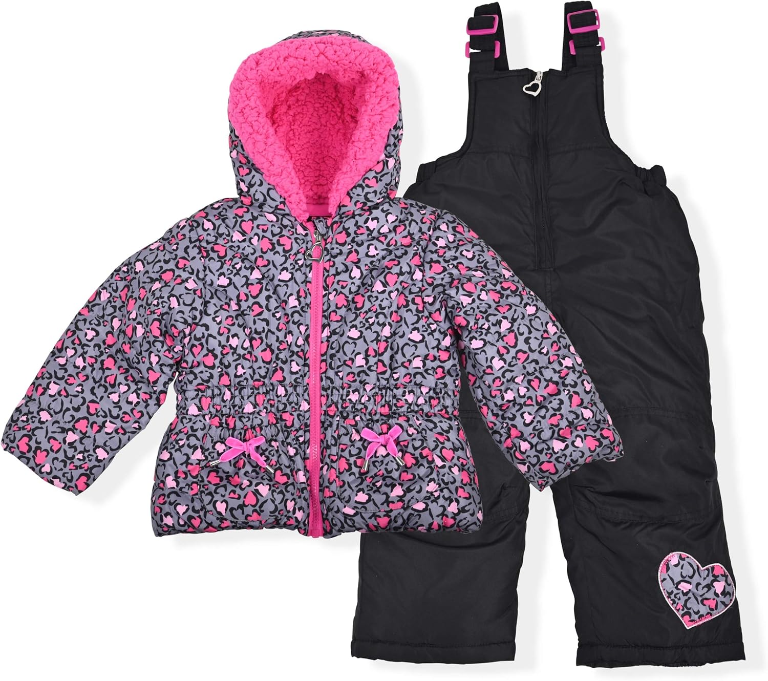 Arctic Quest Little Girls Bib Snow Pants and Ski Jacket Water-Resistant Snowsuit For Kids Winter Jacket For Girls