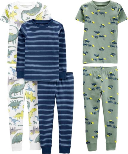 Simple Joys by Carter’s Boys’ 6-Piece Snug Fit Cotton Pajama Set