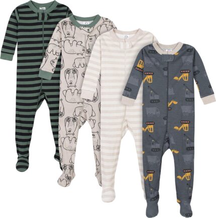 Gerber Baby Boys’ 4-Pack Footed Pajamas