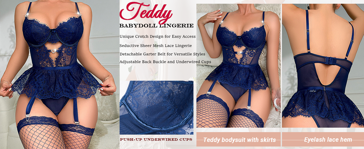 Sexy Lingerie for Women Hollow Out Floral Lace Bodysuit