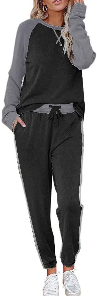 Ekouaer Women’s Pajama Set Long Sleeve PJs 2 Piece Outfit Pullover Sleepwear Sweatshirt and Long Pants With Pockets