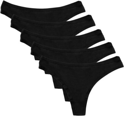 Nightaste Women Cotton Thong Panties Multi-Pack of Breathable G-string Underwear with Color Stripes for Ladies
