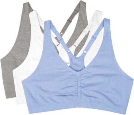 Fruit of the Loom Women’s Adjustable Shirred Front Racerback Sports Bra Multi Packs!