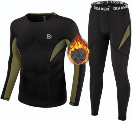 Men’s Thermal Underwear Fleece Lined Performance Fleece Tactical Sports Shapewear Thermal Set