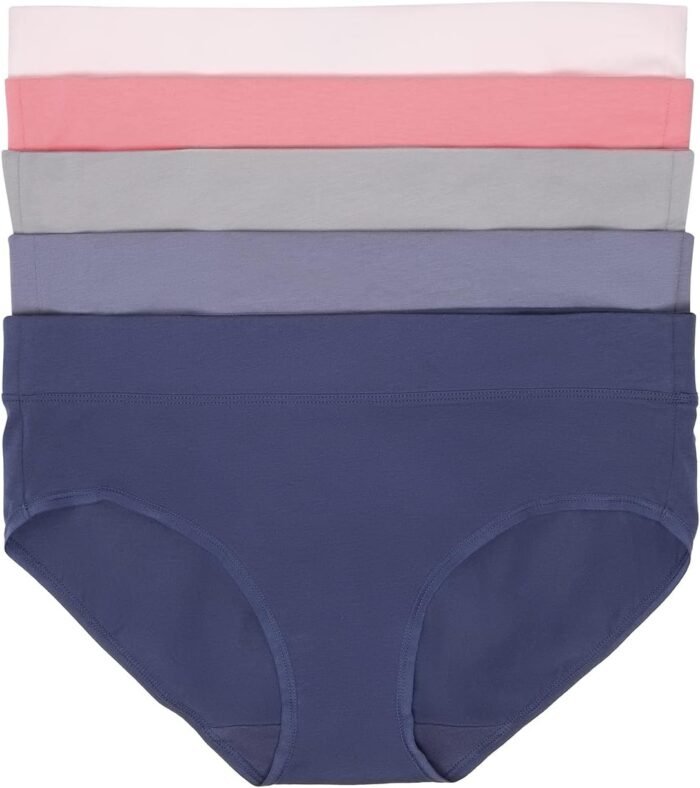 Felina Women’s Pima Cotton Hipster Panties – Soft & Stretchy Comfort, Tagless, Wide Waistband, City Basics – Pack of 5