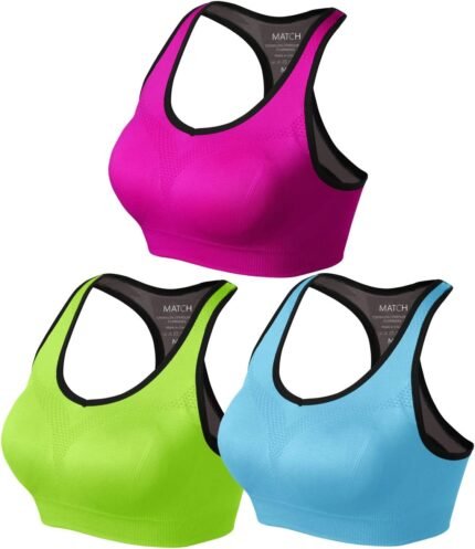 Match Racerback Sports Bras for Women – Padded Seamless Strappy Workout Tops for Yoga Gym Runing Fitness Sports Bras