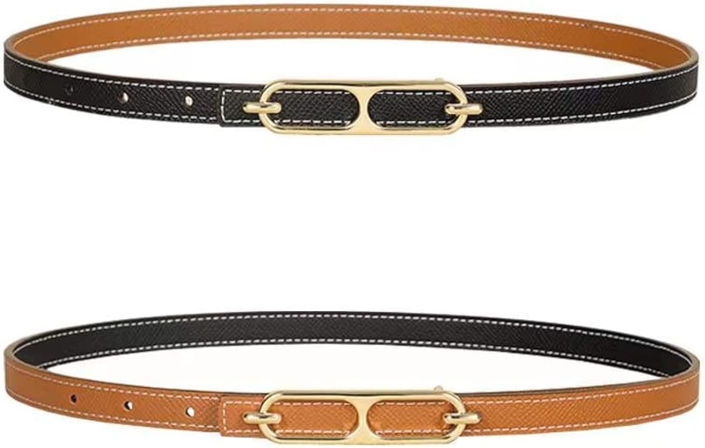 Women Fashion Belt For Dress Jean Skinny Leather Belts Gold Alloy Buckle