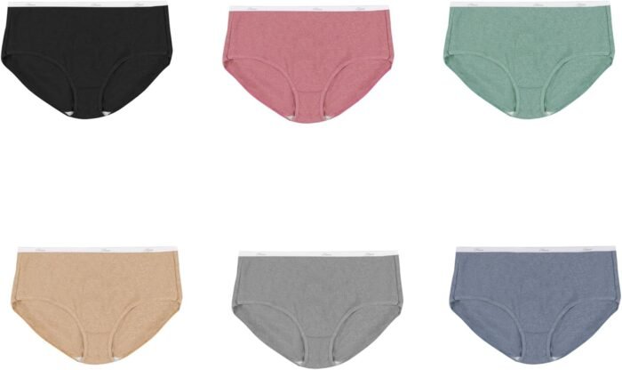 Hanes Women’s Ribbed Cotton Brief Underwear 6-Pack