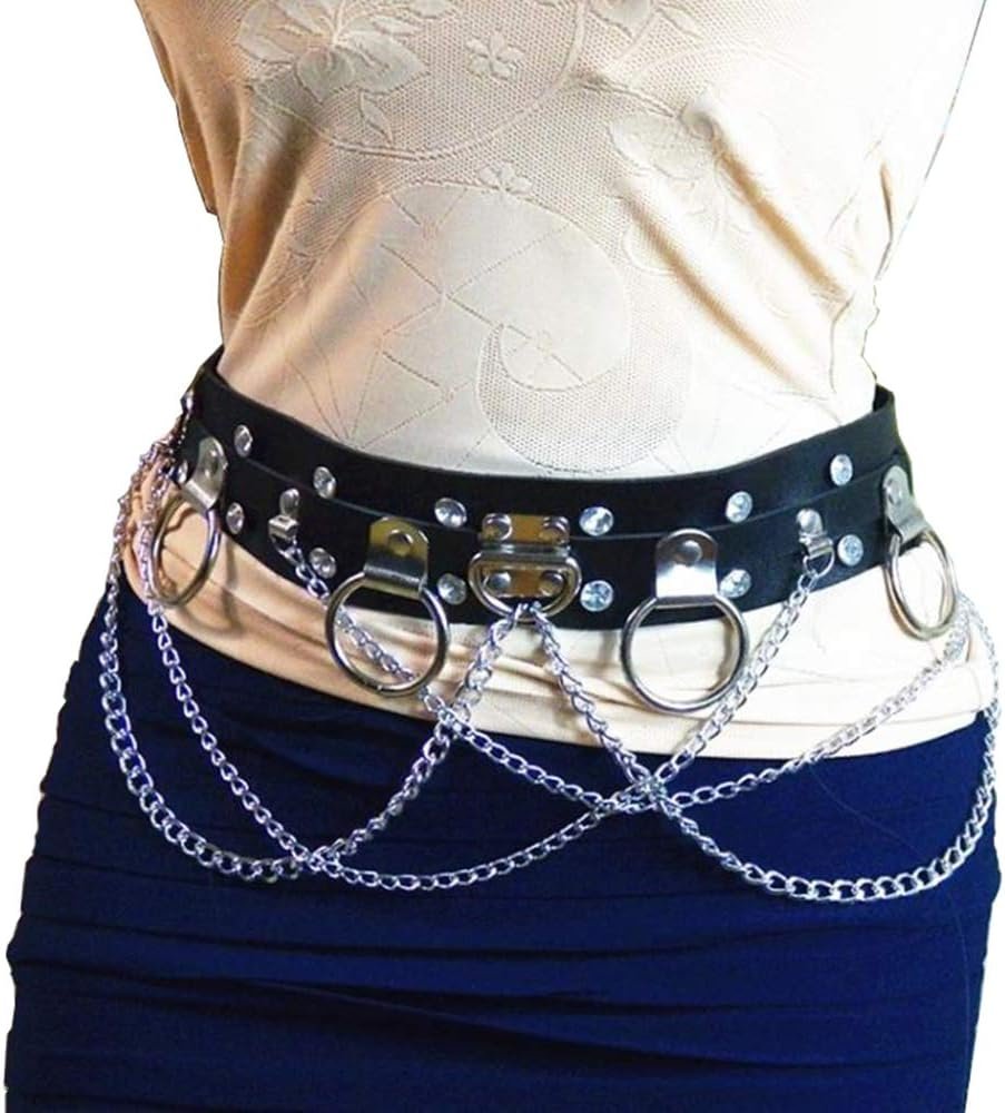 Sexy Leather Gothic Punk Waist Belt Women’s Body Chain Belt Adjustable Sexy Leather Gothic Punk Waist Belt Women’s Body Chain Belt Adjustable