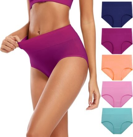 Molasus Women’s Cotton Underwear High Waisted Full Coverage Ladies Panties (Regular & Plus Size)