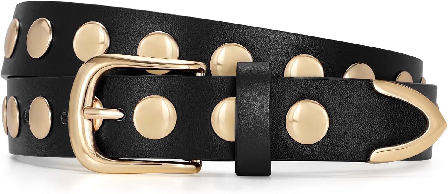 JASGOOD Women Fashion Leather Belt Punk Studded Belt for Jeans Pants Dresses JASGOOD Women Fashion Leather Belt Punk Studded Belt for Jeans Pants Dresses