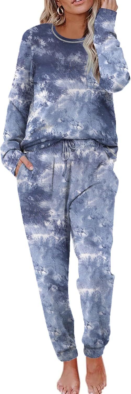 Ekouaer Pajamas Women’s Long Sleeve Pj Set Soft 2 Piece Loungewear Sleepwear with Jogger Pants XS-3XL