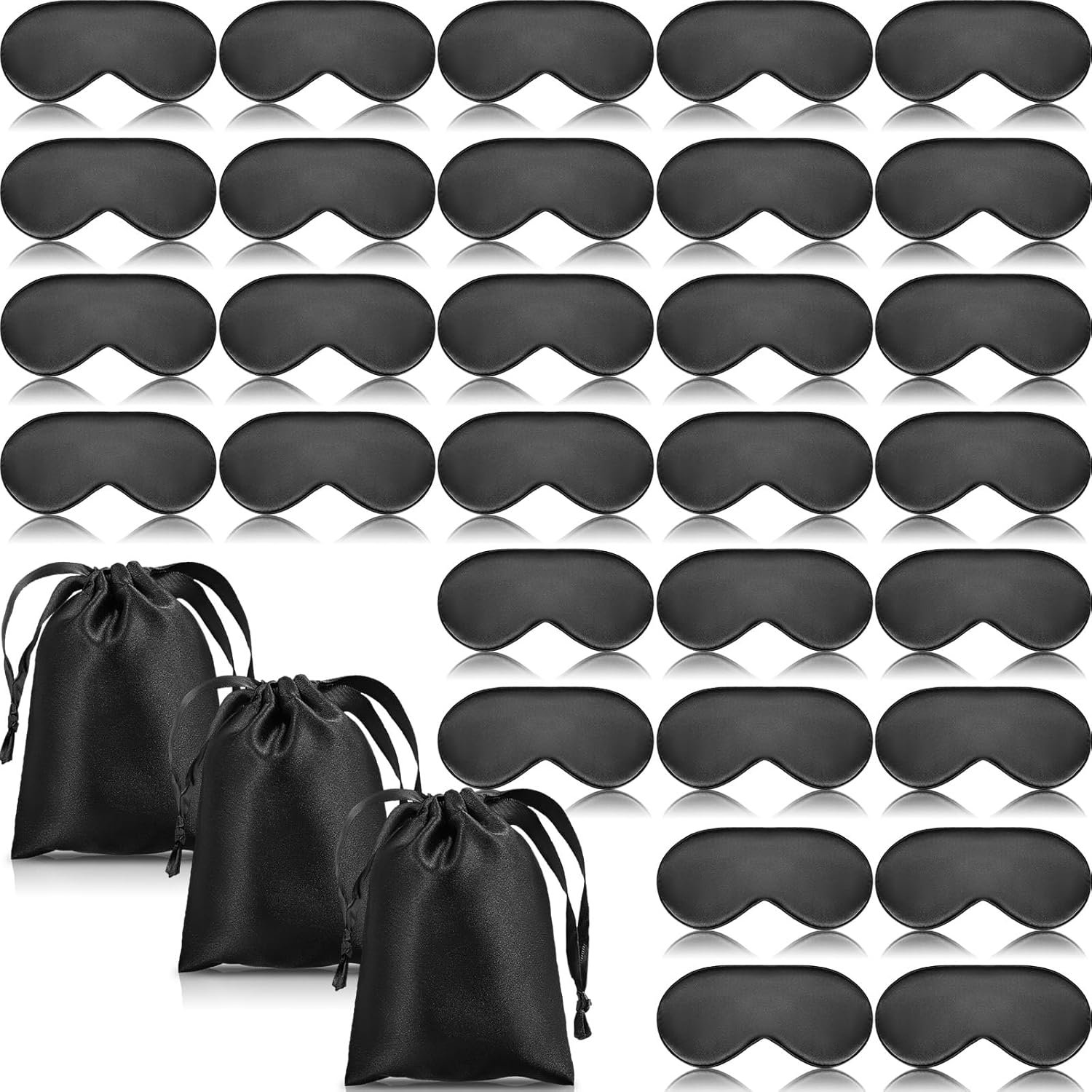 Xtinmee 30 Pieces Silk Sleep Mask Silk Eye Mask with Adjustable Strap Eye Mask for Sleeping Eye Cover Blindfold for Women Men Sleeping Travel (Black) Xtinmee 30 Pieces Silk Sleep Mask Silk Eye Mask with Adjustable Strap Eye Mask for Sleeping Eye Cover Blindfold for Women Men Sleeping Travel (Black)