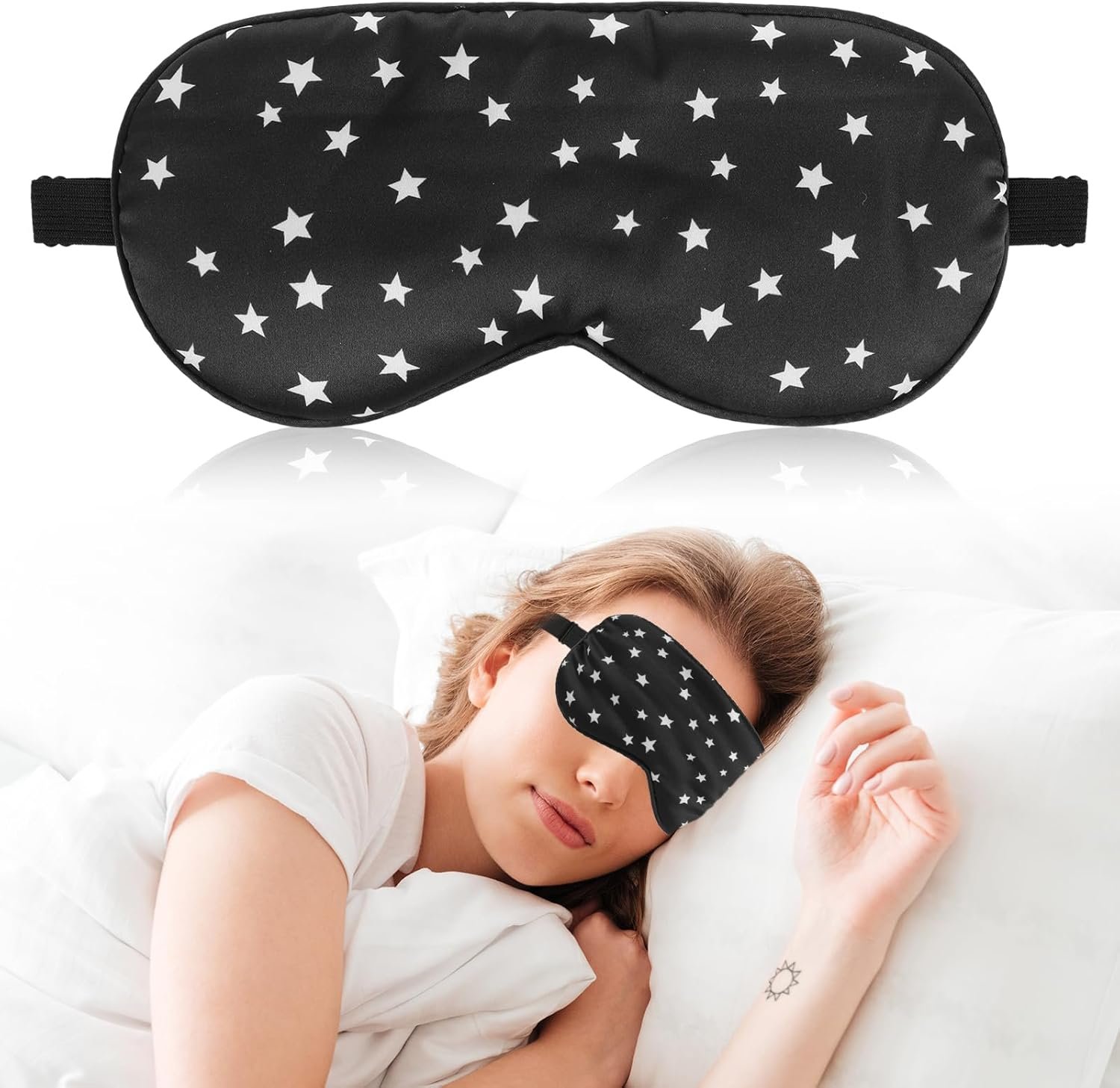 Sleep Mask Soft Eye Mask with Adjustable Strap for Sleeping Eye Sleep Shade Cover Blackout Eye Mask Night Blindfold Block Light Eyeshade for Men Women Night Sleeping Travel Nap Meditation