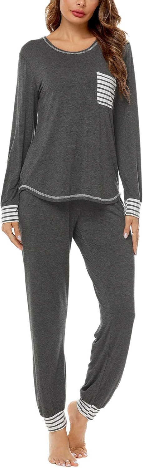 SWOMOG Pajamas Set Women’s Long Sleeve Sleepwear Soft Modal Classic Loungewear Pj Set SWOMOG Pajamas Set Women’s Long Sleeve Sleepwear Soft Modal Classic Loungewear Pj Set