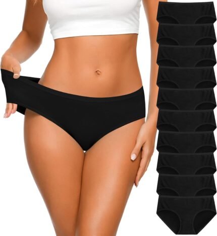 CULAYII Women’s Cotton Bikini Panties, High-Cut Full Coverage Stretch Cool Underwear for Women