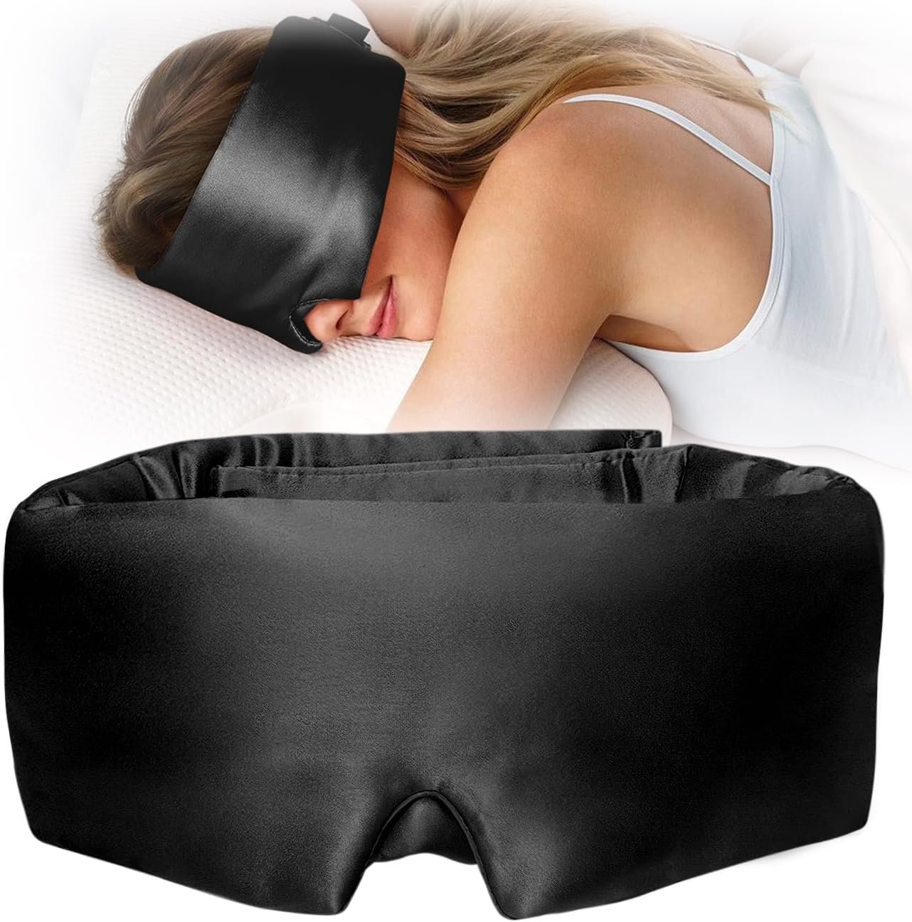 YFONG Silk Sleep Mask for Side Sleeper Total Blackout, 100% 22 Momme Mulberry Silk, Soft & Comfortable Face-Hugging Silk Eye Mask for Sleeping Women Men, Eye Cover for Travel, Nap, Black YFONG Silk Sleep Mask for Side Sleeper Total Blackout, 100% 22 Momme Mulberry Silk, Soft & Comfortable Face-Hugging Silk Eye Mask for Sleeping Women Men, Eye Cover for Travel, Nap, Black