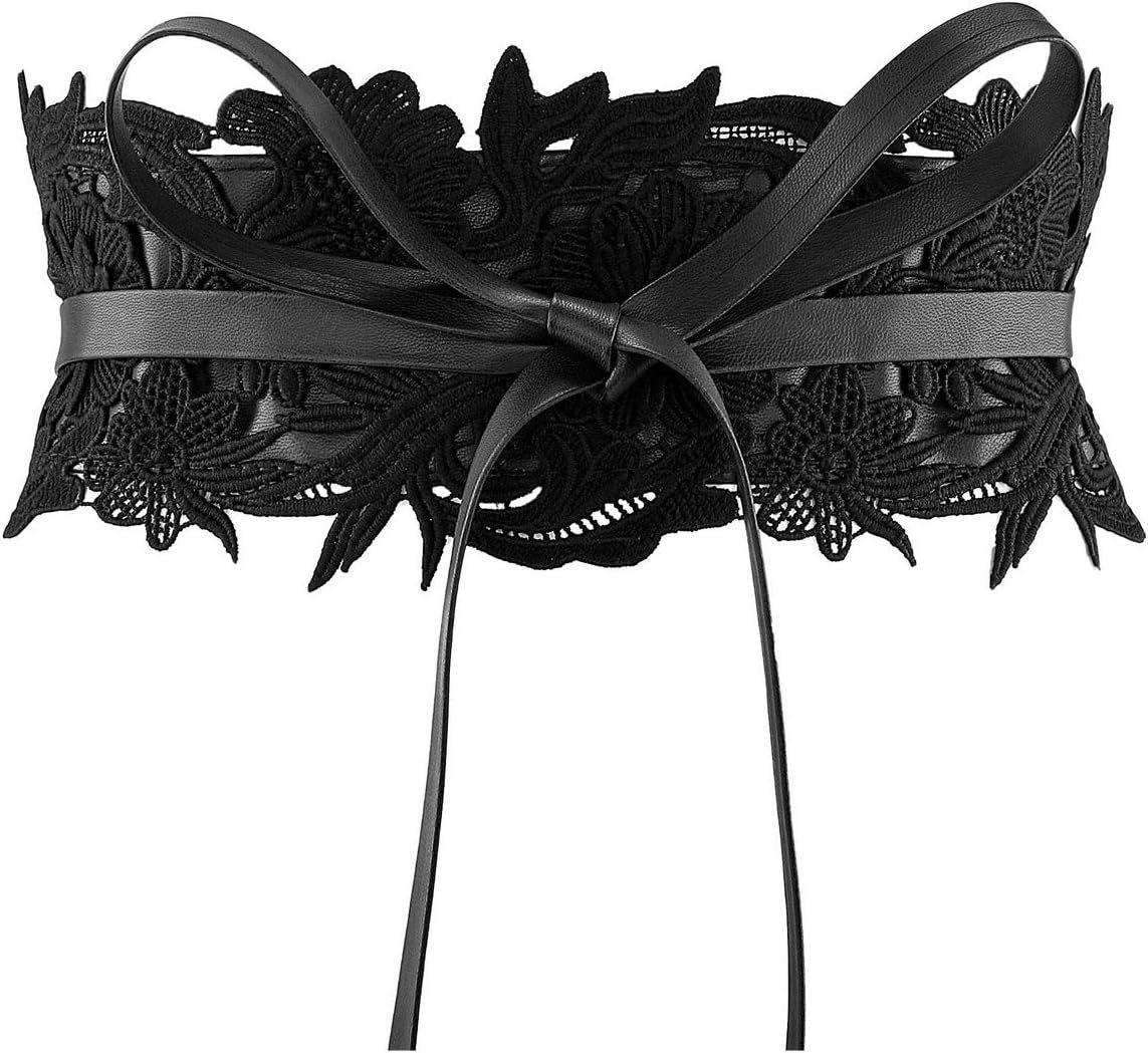 Ayliss Women’s Lace Waist Belt Obi Bowknot Cinch Wide Belt Bow Tie Wrap Boho Corset Dress Waist Band Pu Leather Ayliss Women’s Lace Waist Belt Obi Bowknot Cinch Wide Belt Bow Tie Wrap Boho Corset Dress Waist Band Pu Leather