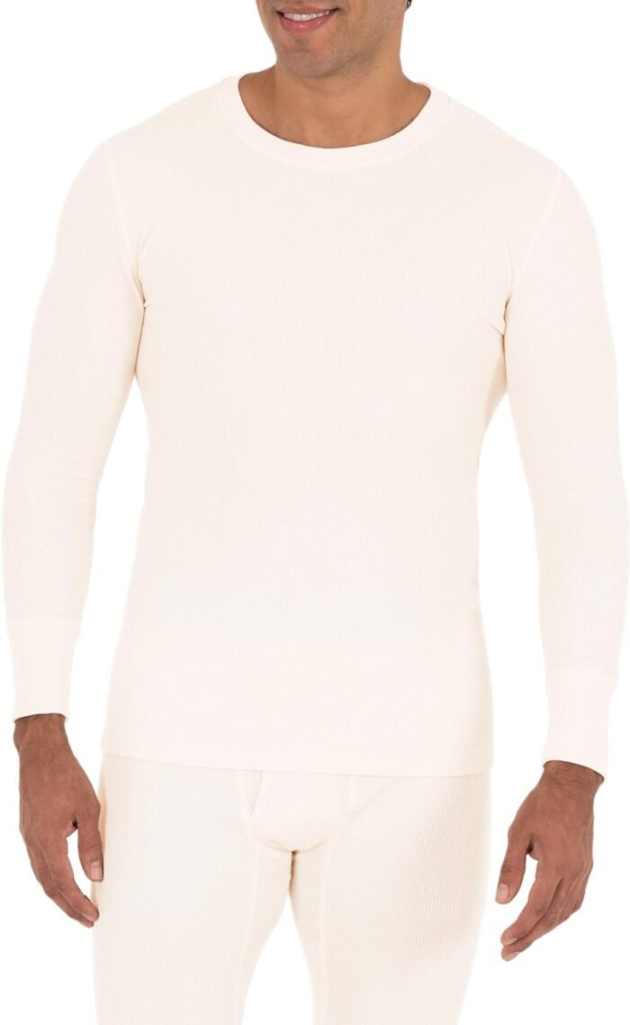 Fruit of the Loom Men’s Recycled Waffle Thermal Underwear Crew Top (1 and 2 Packs)