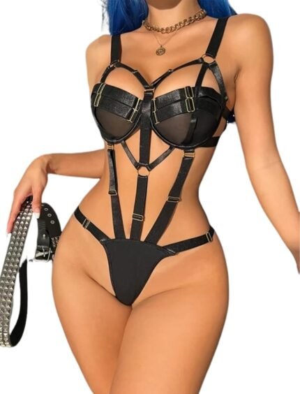 Avidlove Womens Lingerie with Push Up Bra Support Bondaged Underwired Teddy Lingerie One Piece Babydoll