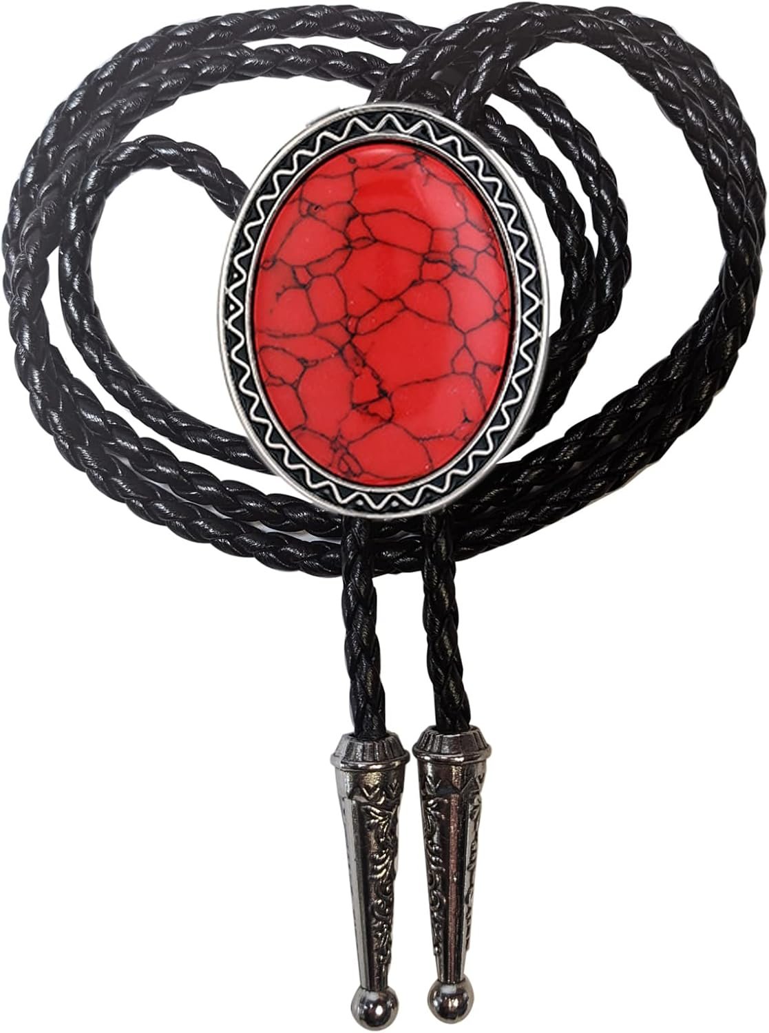 Turquoise Agate Granite BOLO Tie for Men Women Leather Wedding Necklace Western Cowboy Necktie