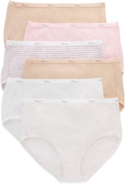 Hanes Women’s Brief Panties Pack, Classic Cotton Brief Underwear, 6-pack (Retired, Colors May Vary)