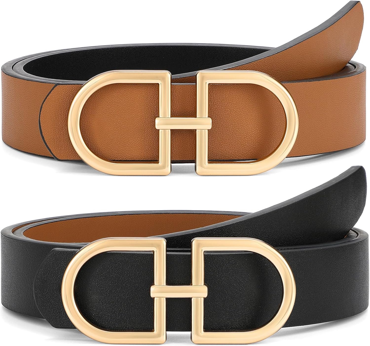 IAKING Reversible Leather Belt for Women With Gold Buckle Ladies Two-in-One Leather Womens Belt for Jeans Pants Dresses IAKING Reversible Leather Belt for Women With Gold Buckle Ladies Two-in-One Leather Womens Belt for Jeans Pants Dresses