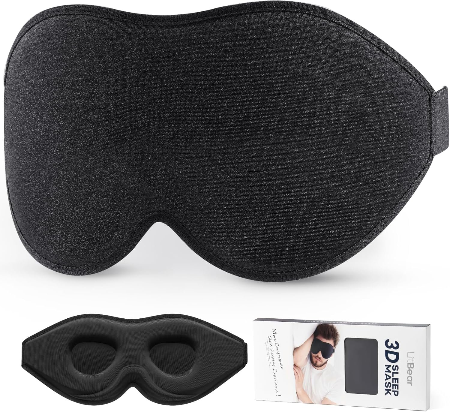 LitBear Sleep Mask for Side Sleeper Women Men, Eye Mask for Sleeping Light Blocking, 3D Contoured Cup Sleeping Mask, Soft Breathable Sleep Eye Mask with Adjustable Elastic Strap for Flight Nap LitBear Sleep Mask for Side Sleeper Women Men, Eye Mask for Sleeping Light Blocking, 3D Contoured Cup Sleeping Mask, Soft Breathable Sleep Eye Mask with Adjustable Elastic Strap for Flight Nap
