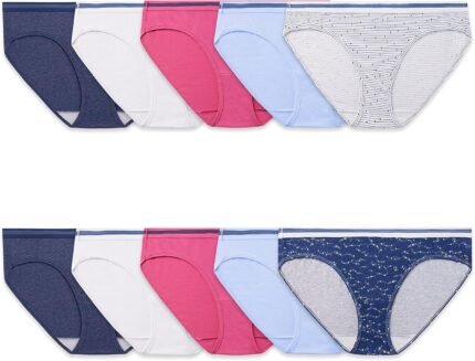 Fruit of the Loom Women’s Eversoft Cotton Hipster Underwear, Tag Free & Breathable, Available in Plus Size
