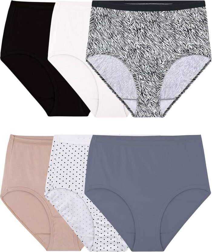 Fruit of the Loom Women’s Eversoft Cotton Brief Underwear, Tag Free & Breathable, Available in Plus Size